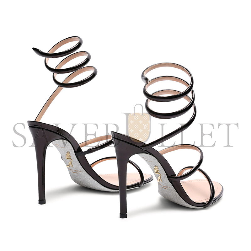 RENÉ CAOVILLA CLEO METALLIC BLACK SANDAL 105 C12351 RENÉ CAOVILLA CLEO METALLIC BLACK SANDAL 105 C12351